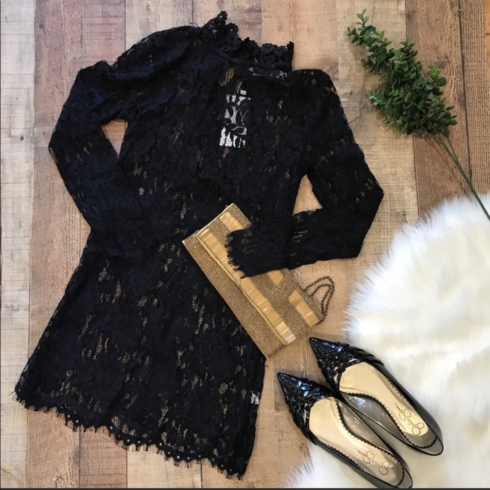 Lovecat black lace over dress. Small